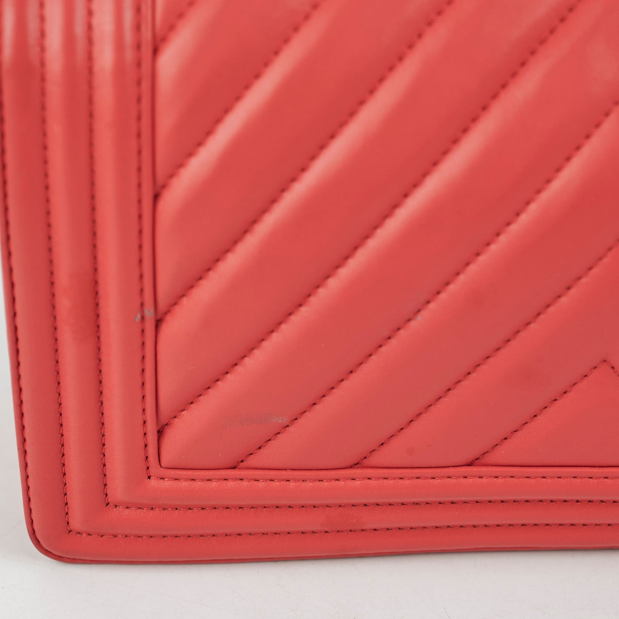 Chanel Old Medium Boy Chevron Lambskin Coral  - Series 27