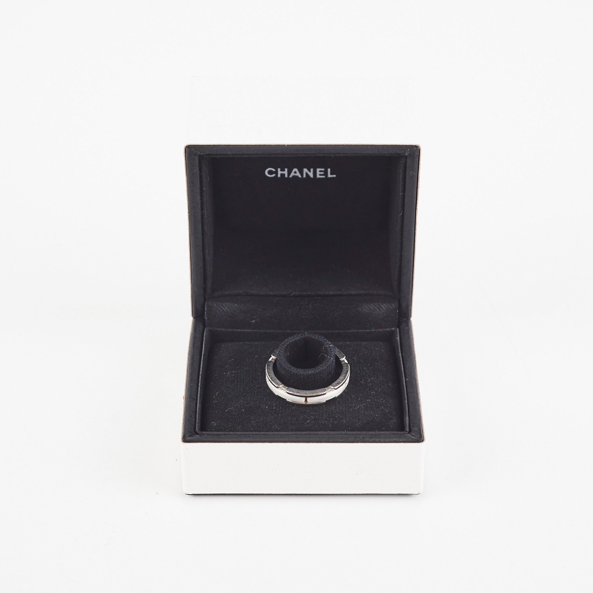 Chanel White Ceramic Ring Size 57