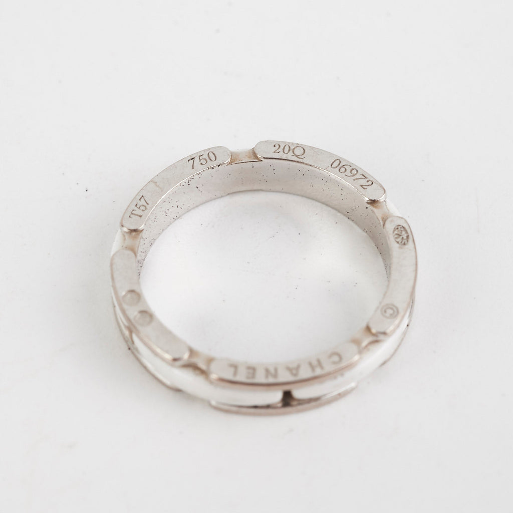 Chanel White Ceramic Ring Size 57