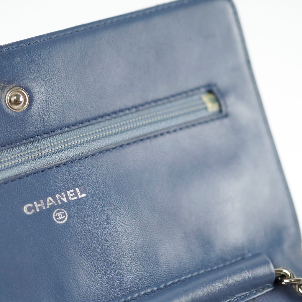 Chanel Wallet On Chain WOC Blue Lambskin Crossbody Bag