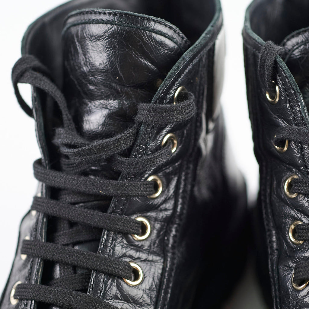 Chanel Calfskin Cap Toe Lace Up Boots Black Size 40.5C