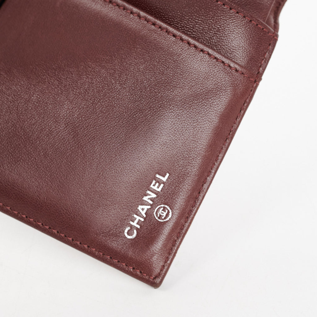 Chanel Long Quilted Patent Burgundy Wallet