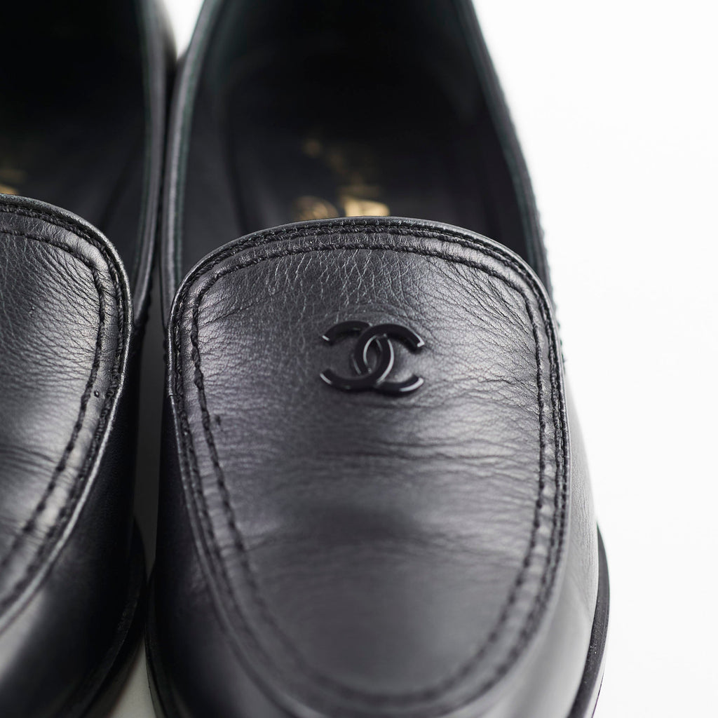 Chanel Leather Loafers Black Size 36C