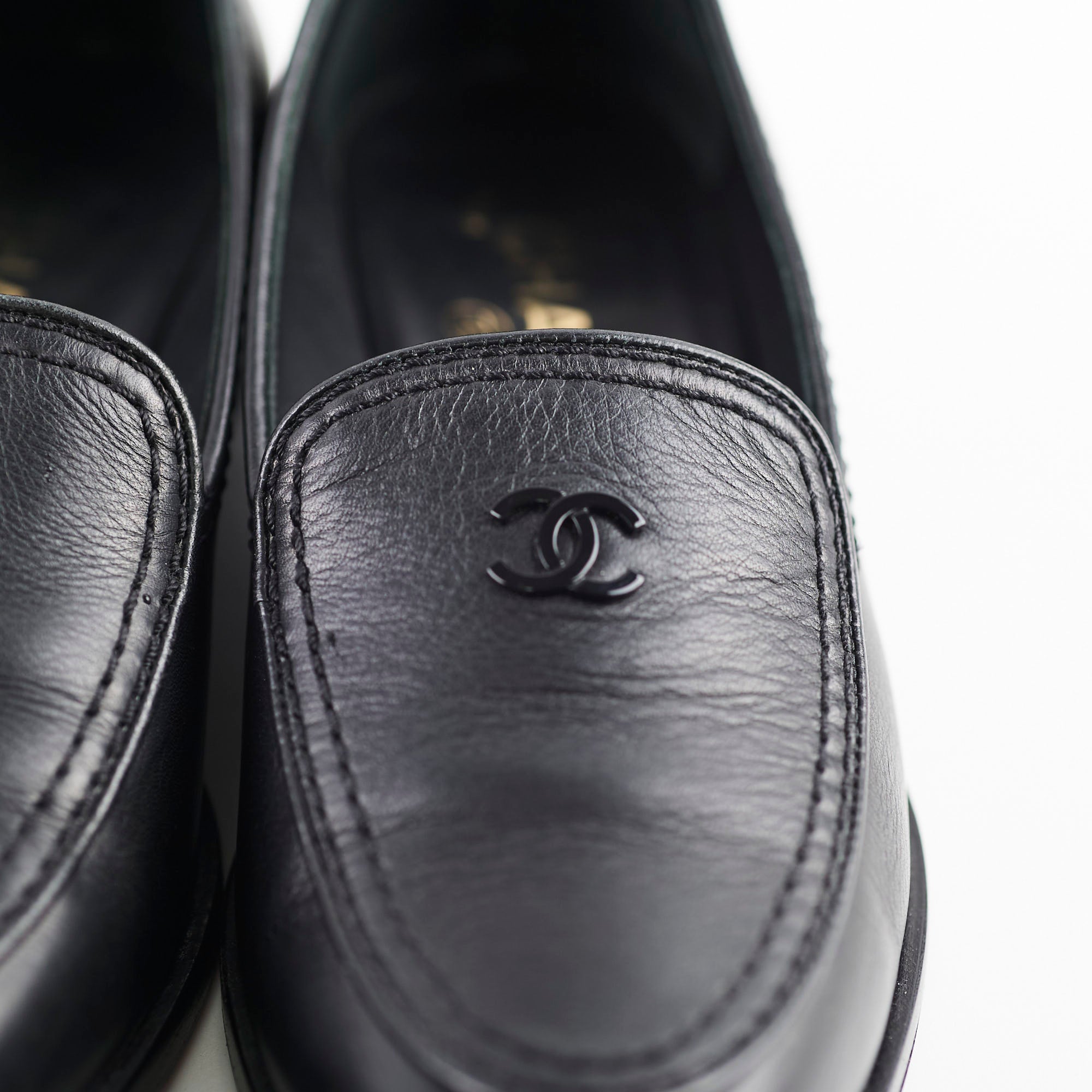 Chanel Leather Loafers Black Size 36C