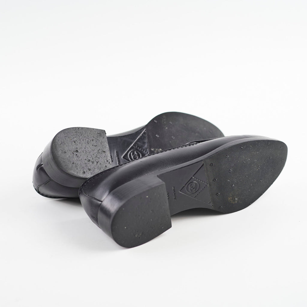 Chanel Leather Loafers Black Size 36C