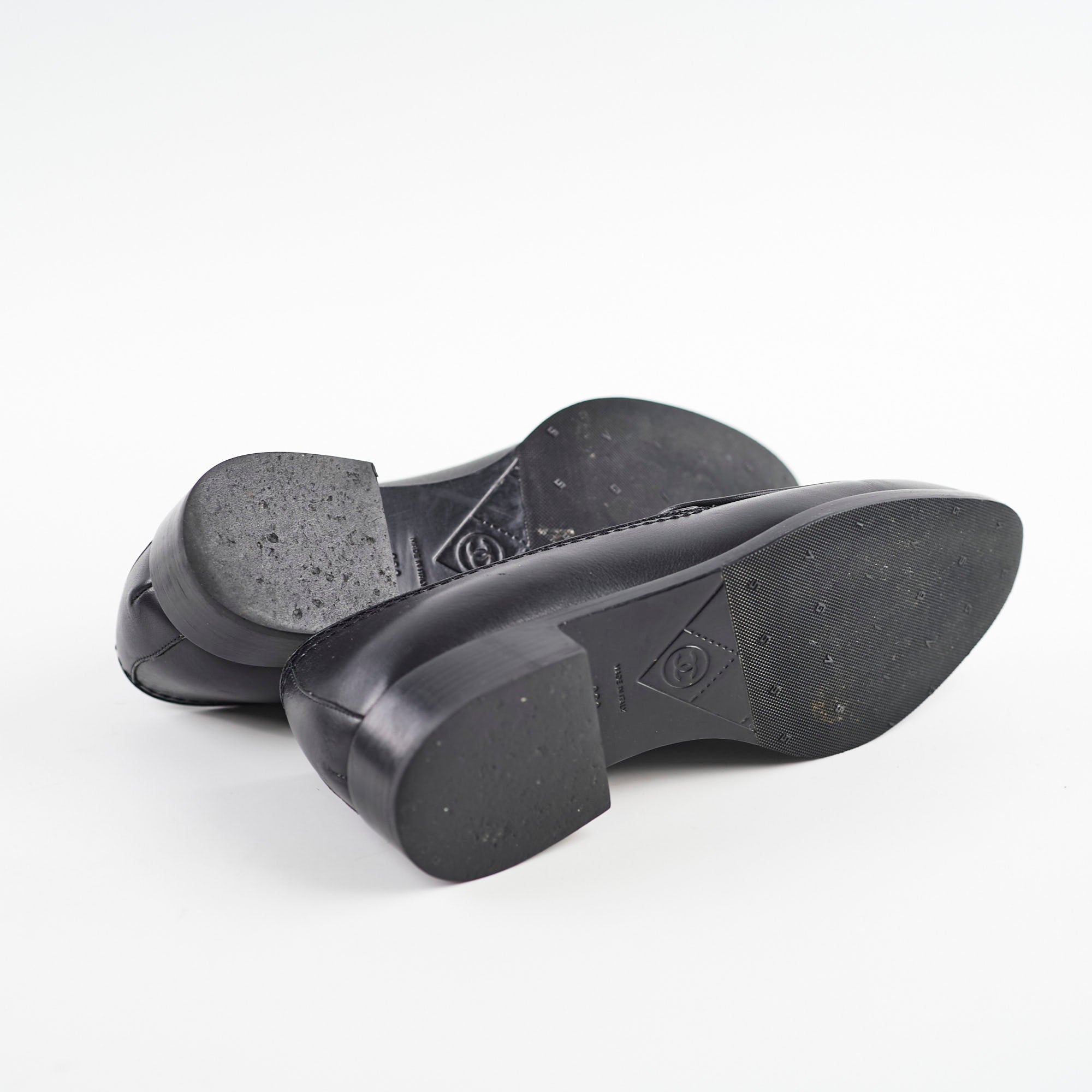 Chanel Leather Loafers Black Size 36C