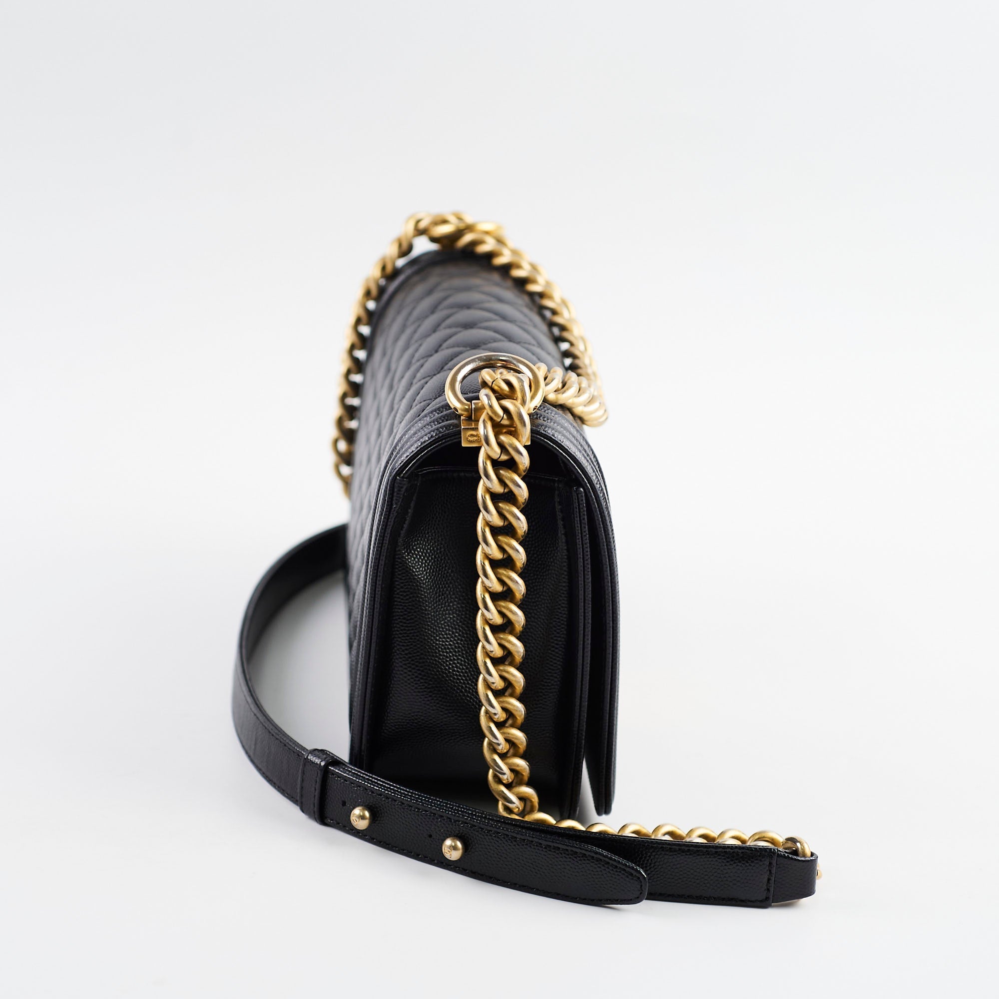 Chanel Caviar Old Medium Boy Bag Black 30 Series