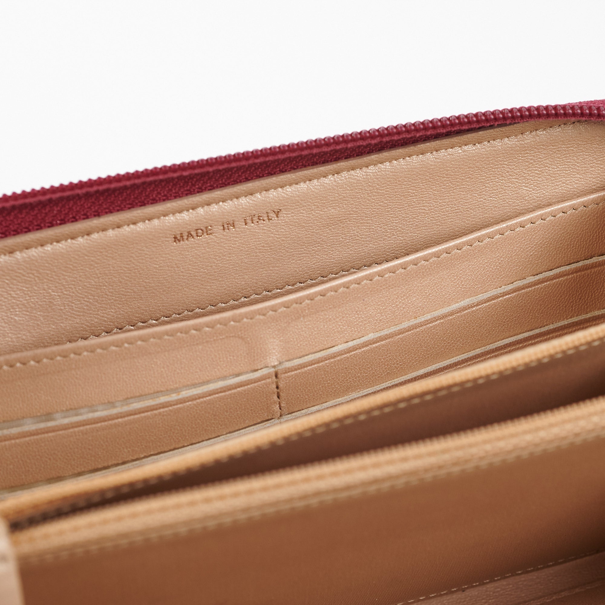 Chanel Long Zip Camelia Dark Pink Wallet