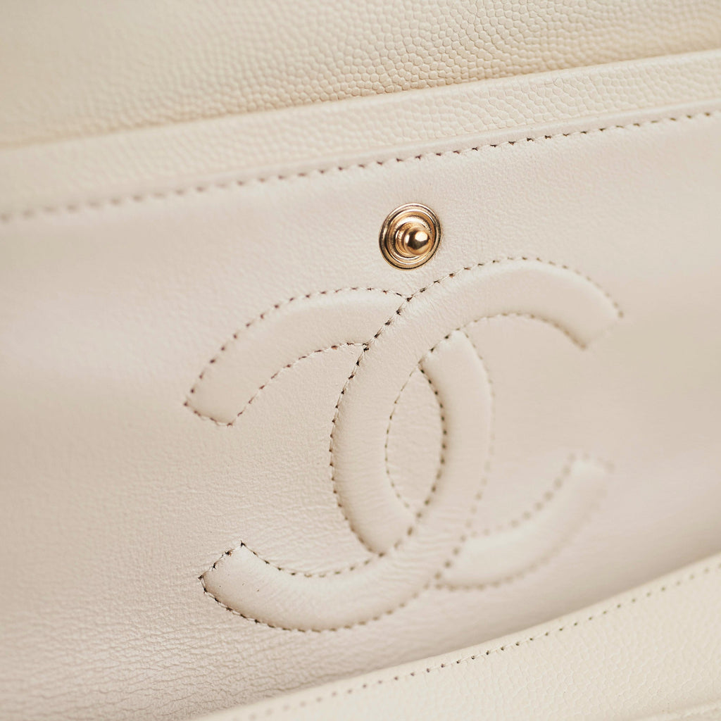 Chanel Quilted Caviar Medium/Large Double Flap Ivory