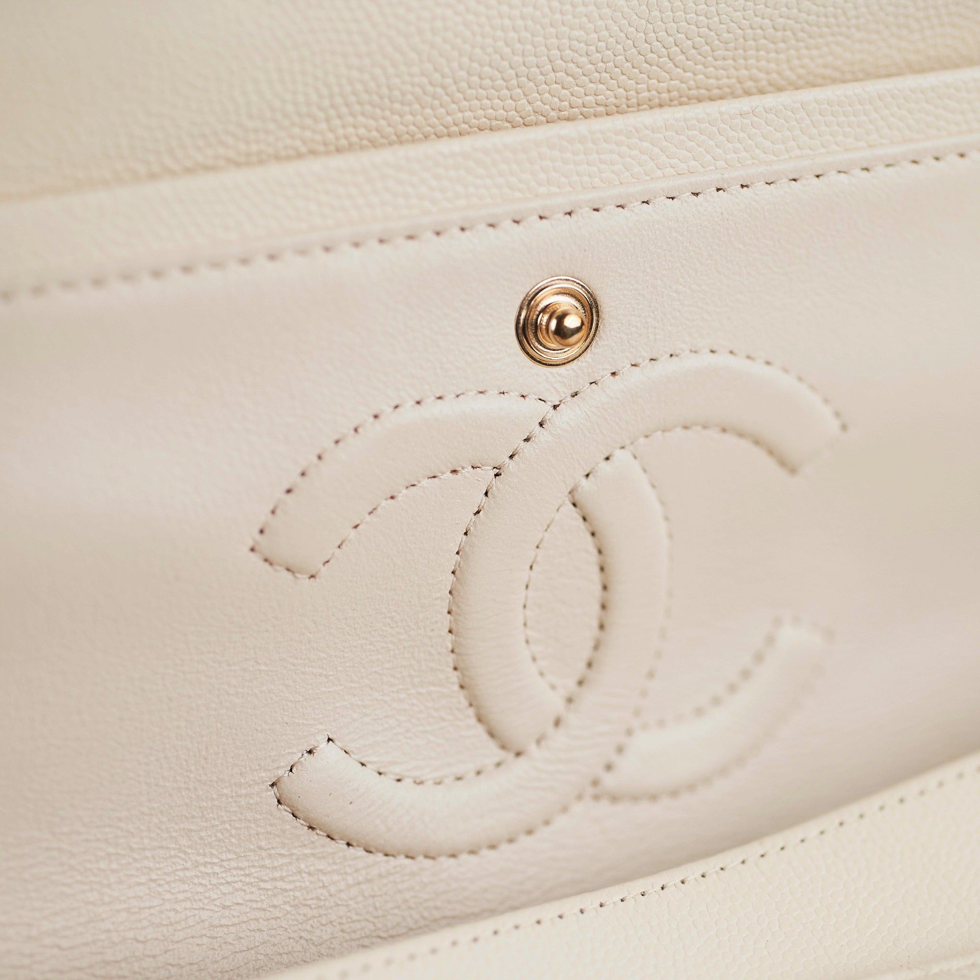 Chanel Quilted Caviar Medium/Large Double Flap Ivory