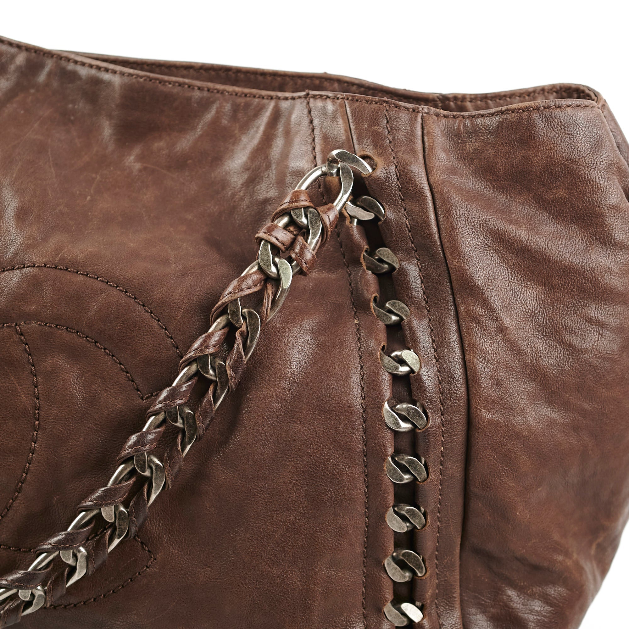 Chanel Vintage Brown Leather Tote - Series 10