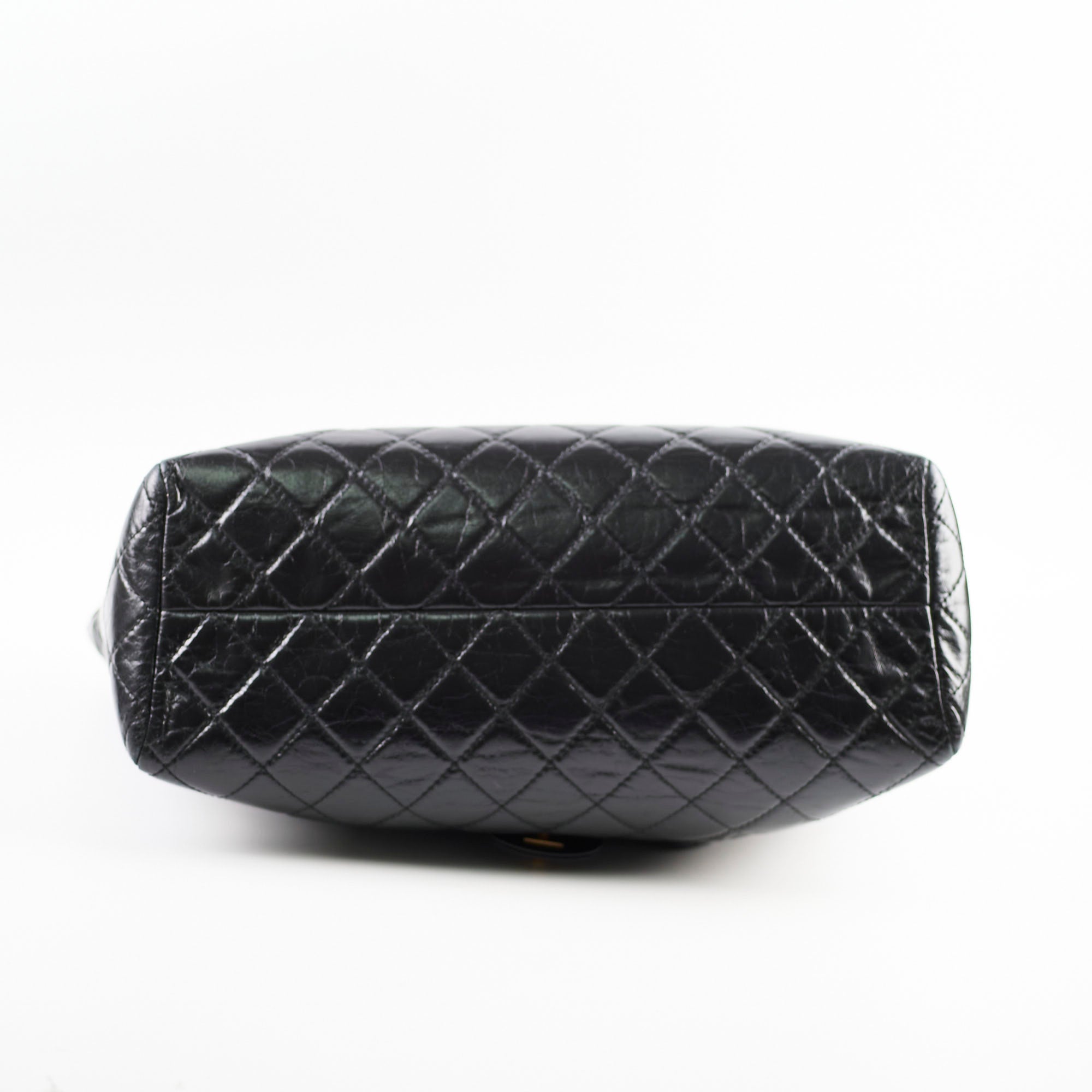 Chanel Shiny Large Front Pocket Calfskin Tote Black