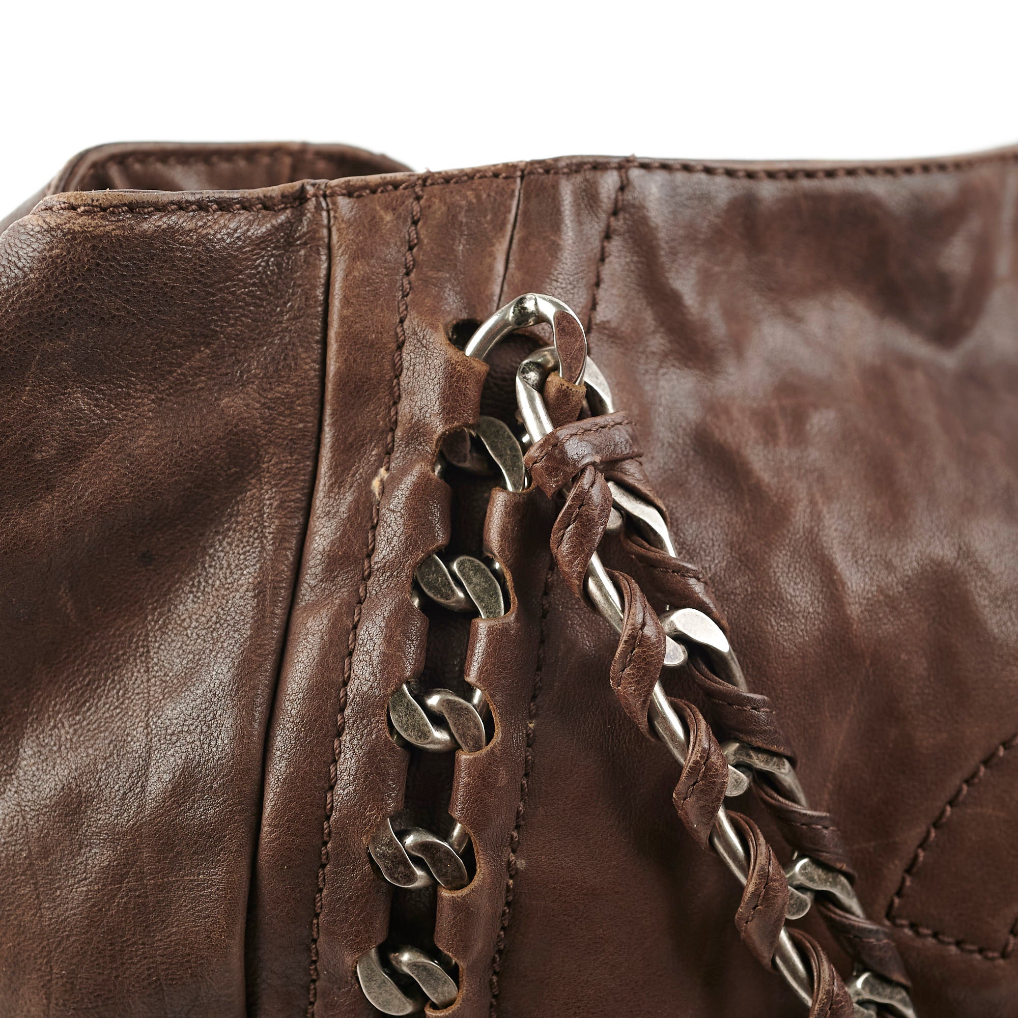 Chanel Vintage Brown Leather Tote - Series 10