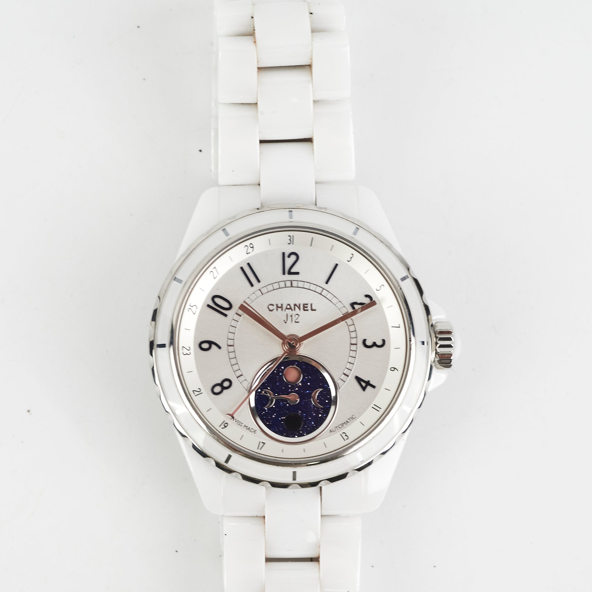 Chanel J12 38mm Moon Phase White Ceramic Watch