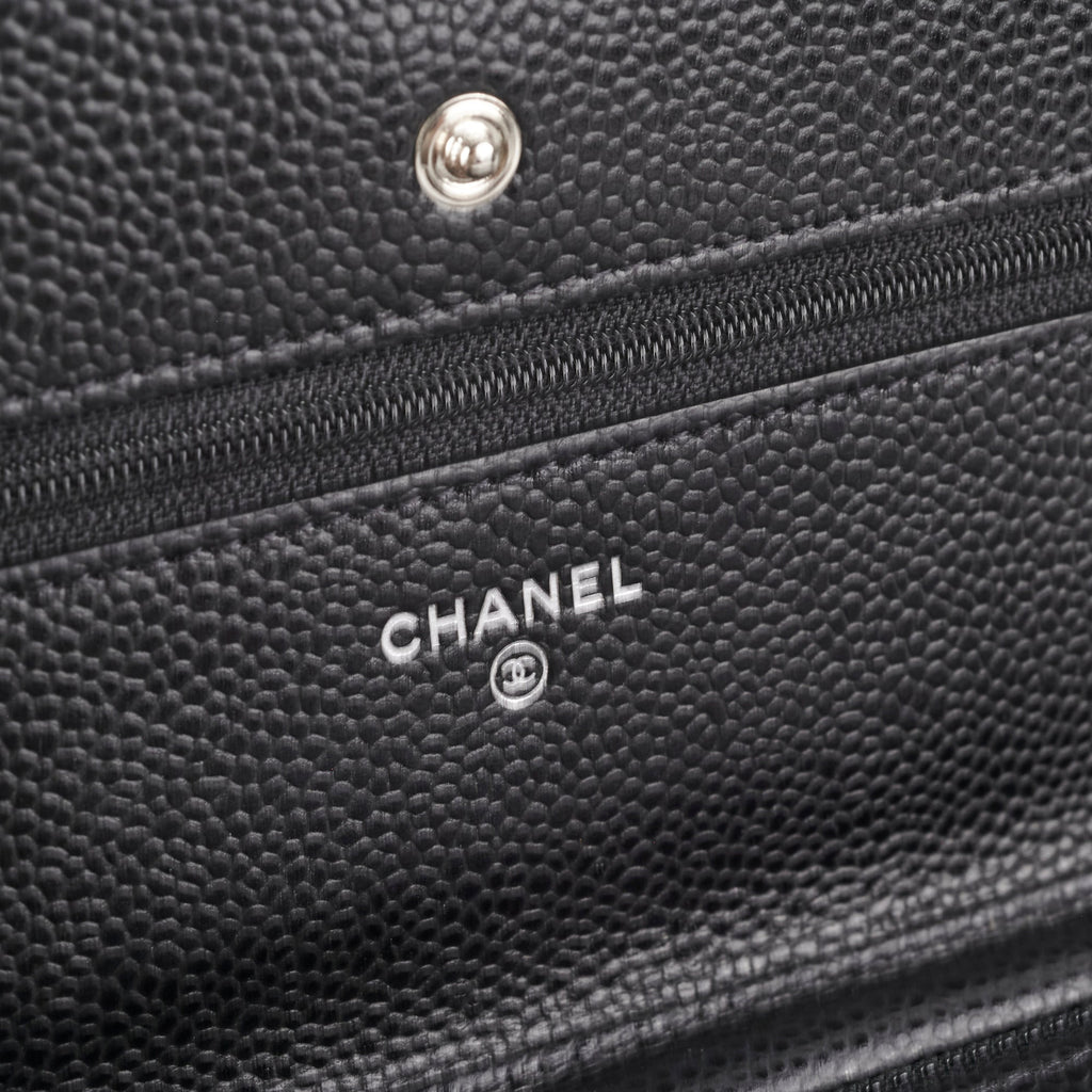 Chanel Caviar Wallet On Chain Black