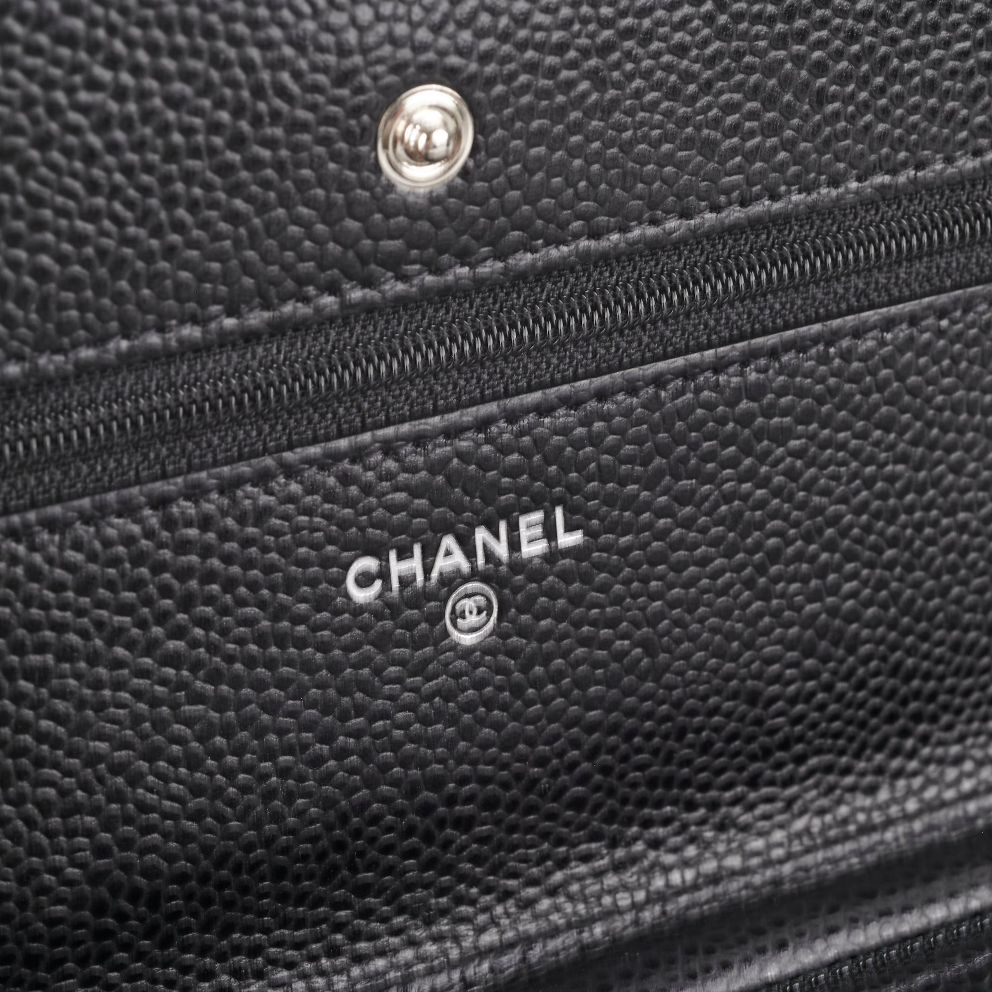Chanel Caviar Wallet On Chain Black