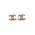 Chanel CC Logo Gold Rhingstone Earrings Costume Jewellery
