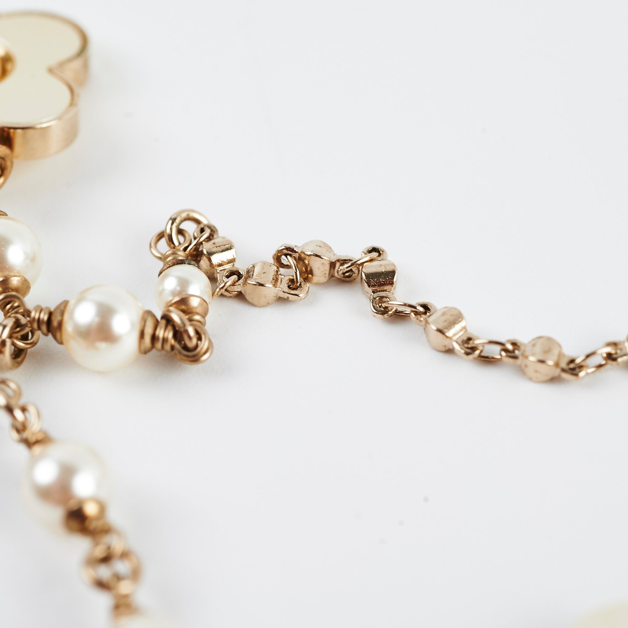 Chanel Flower Long Pearl Necklace Costume Jewellery