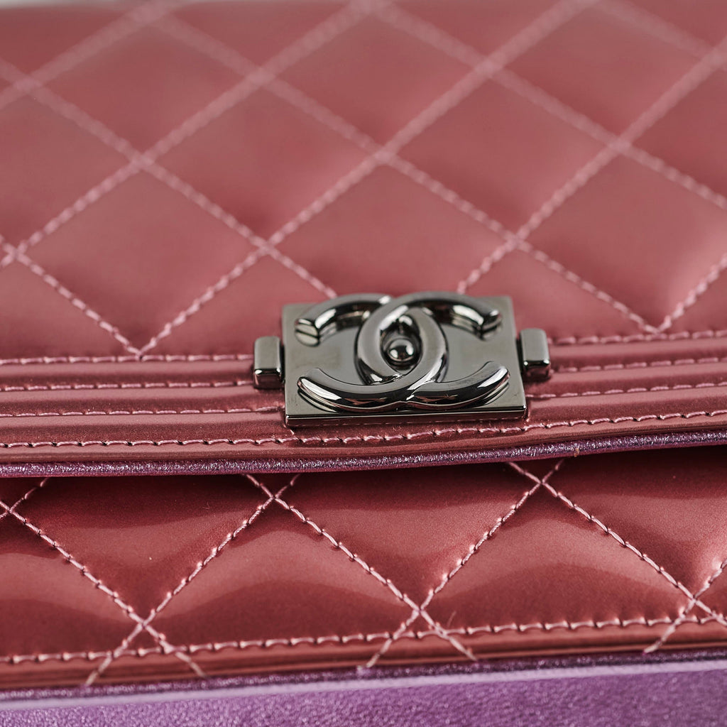 Chanel Boy Patent Wallet On Chain WOC Rose/Lilac