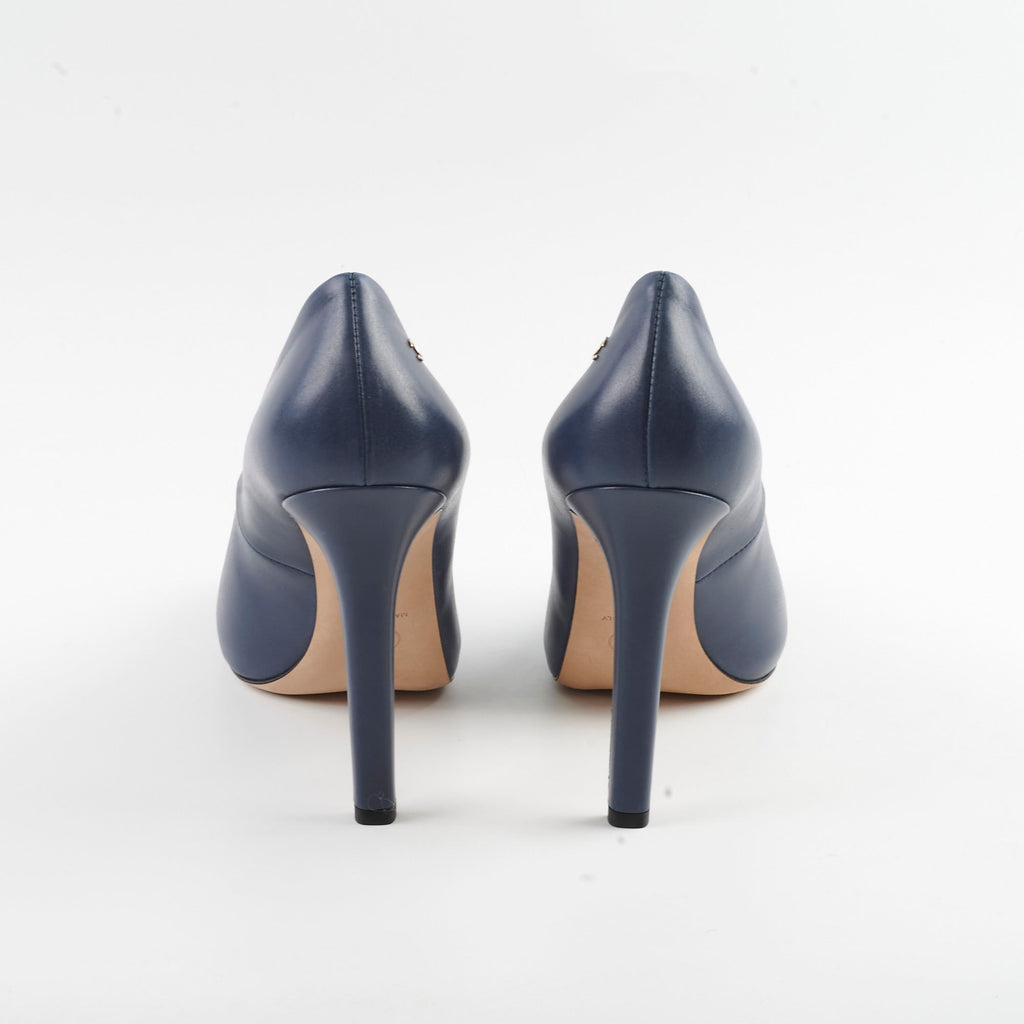 Chanel Cap Toe Leather Pumps Navy Size 40C