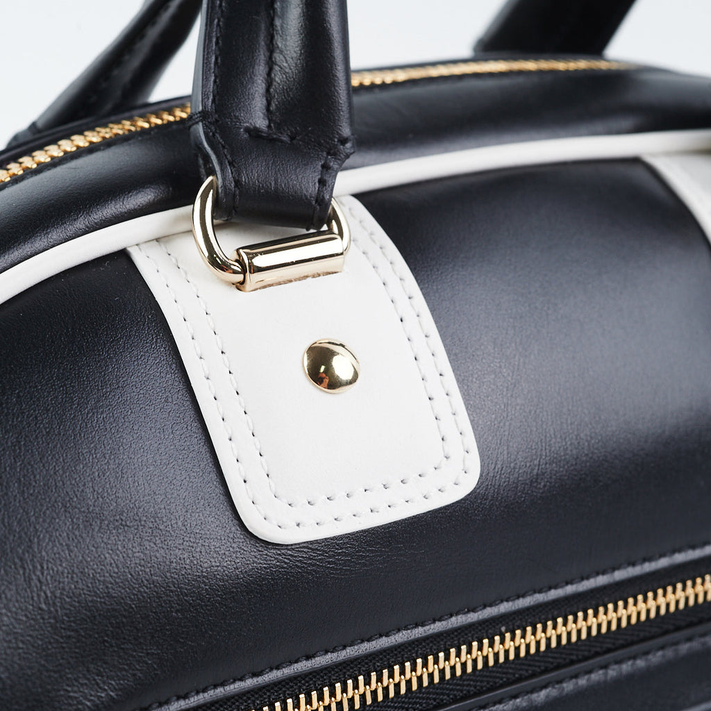 Dior Small Dior Vibe Zip Bowling Bag Black and White Smooth Calfskin