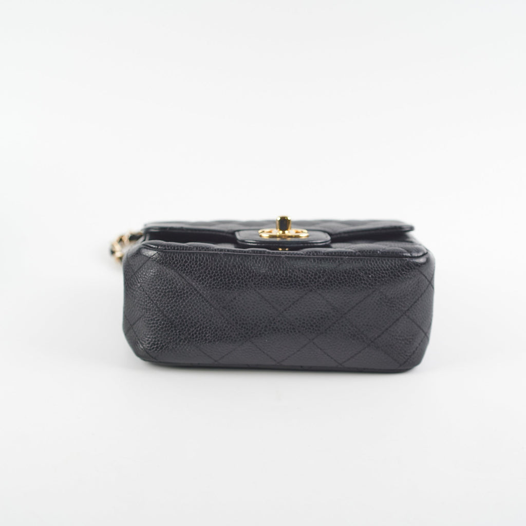 Chanel Mini Square Caviar Bag GHW Black