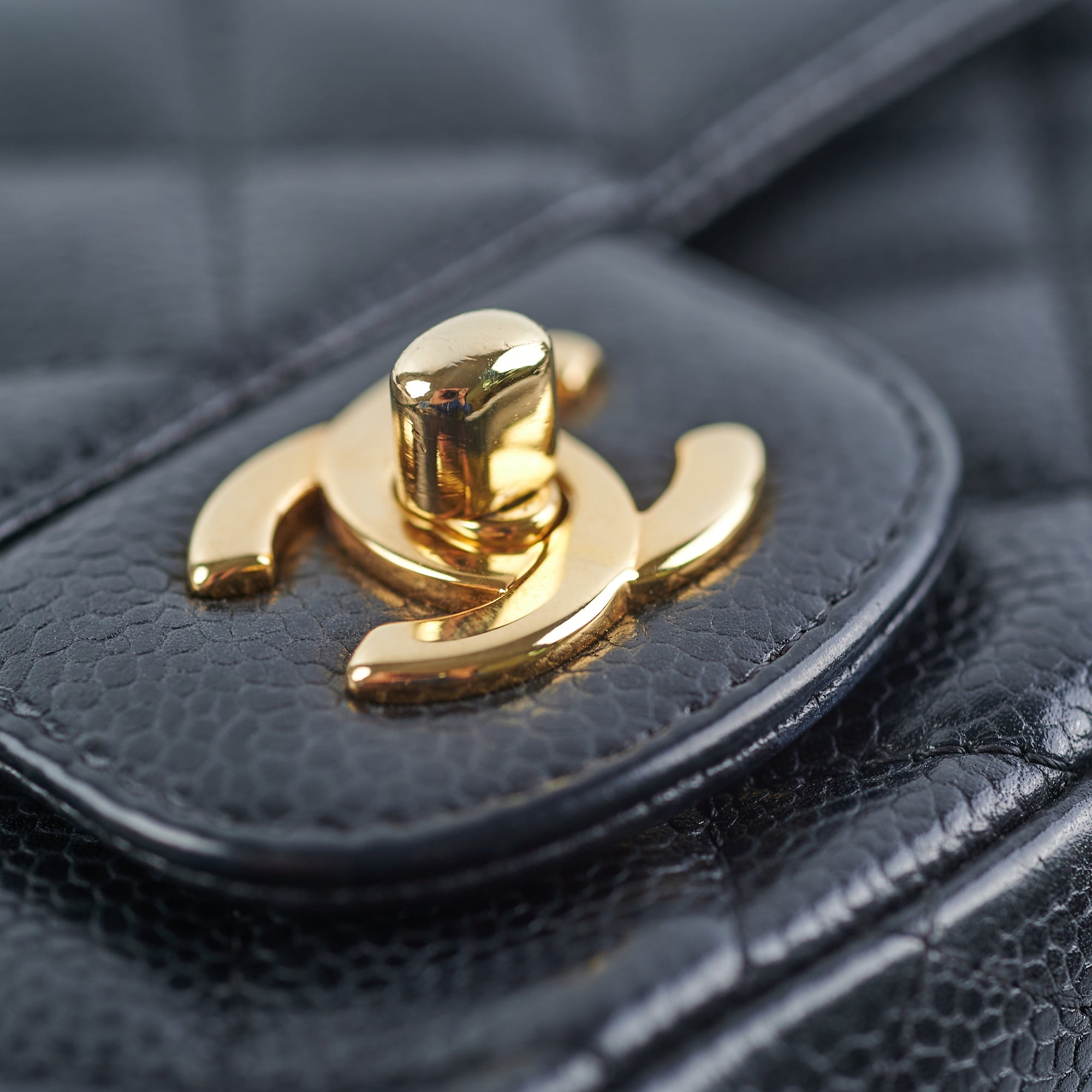 Chanel Mini Square Caviar Bag GHW Black