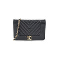 2/7 DOTD- Chanel Chevron Wallet on Chain (WOC) Lambskin Black