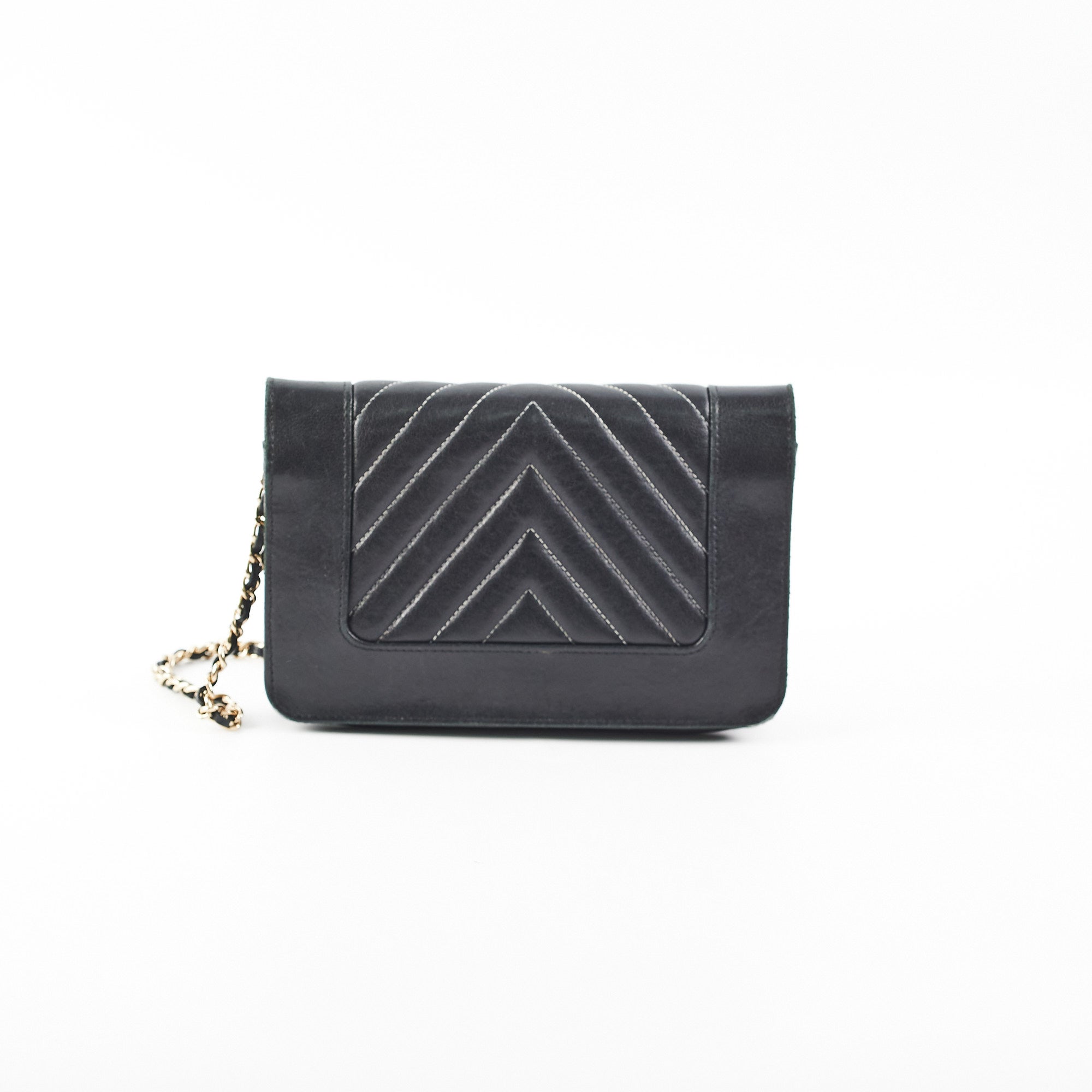 2/7 DOTD- Chanel Chevron Wallet on Chain (WOC) Lambskin Black