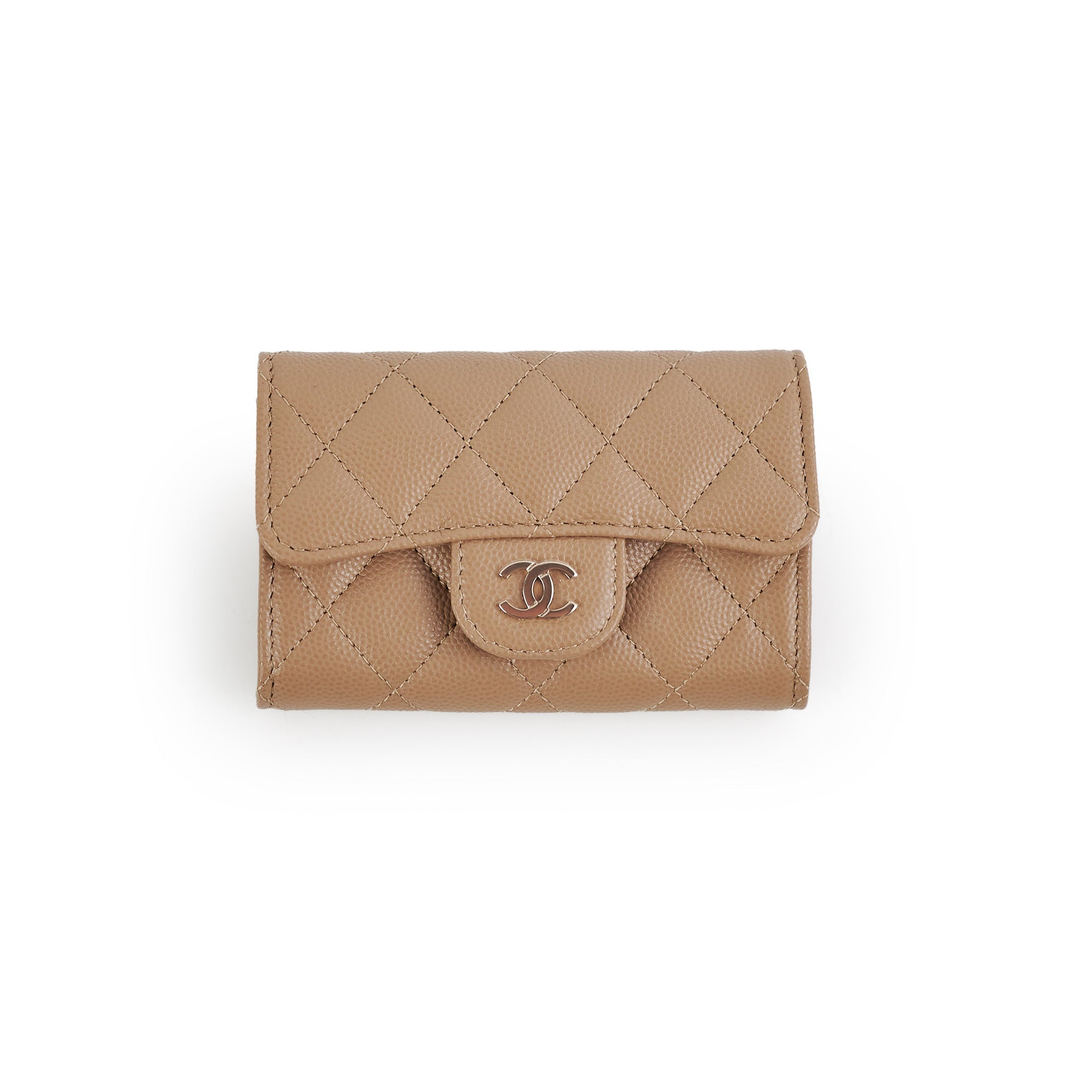 RT- Chanel Flap Card Holder Caviar Dark Beige 22A