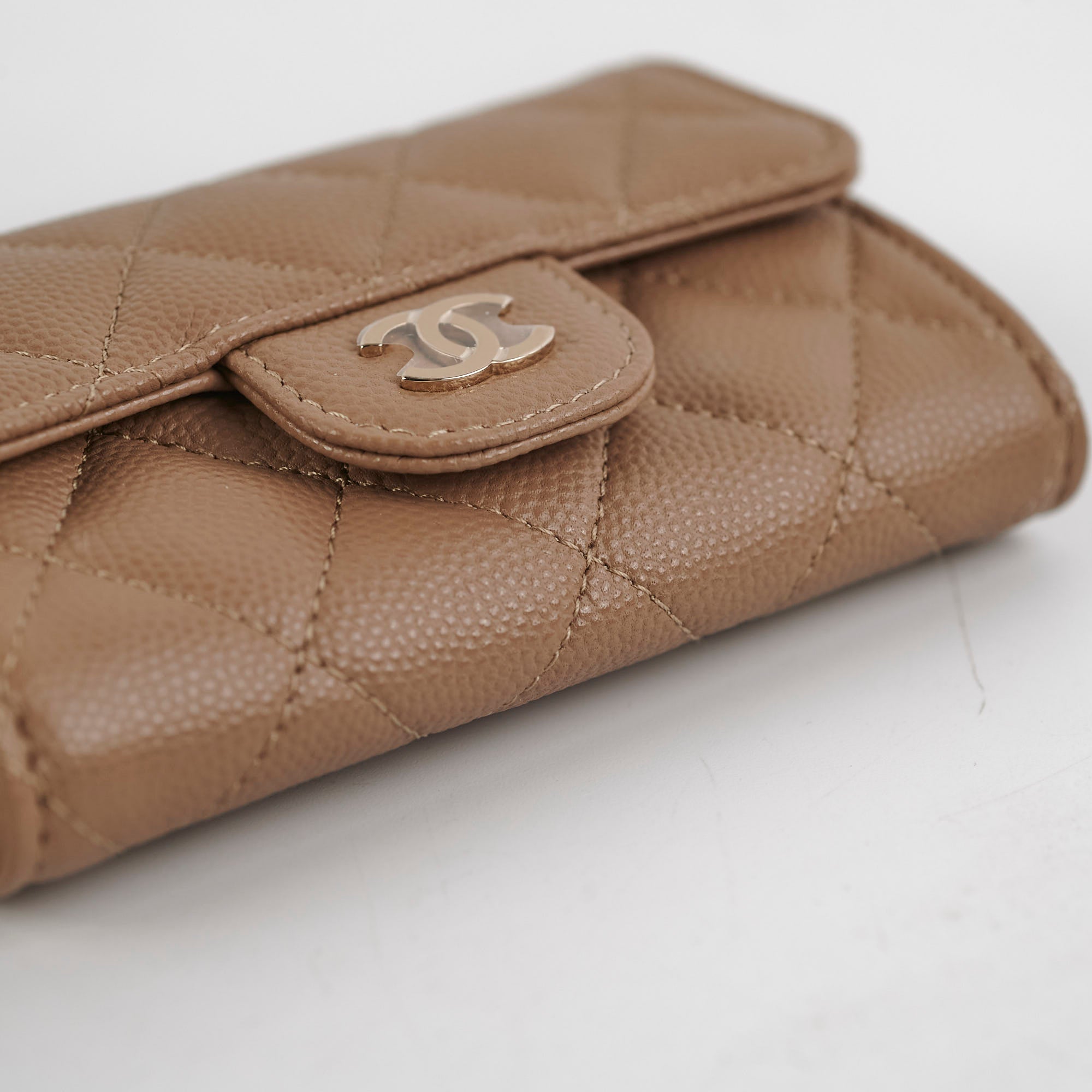 RT- Chanel Flap Card Holder Caviar Dark Beige 22A