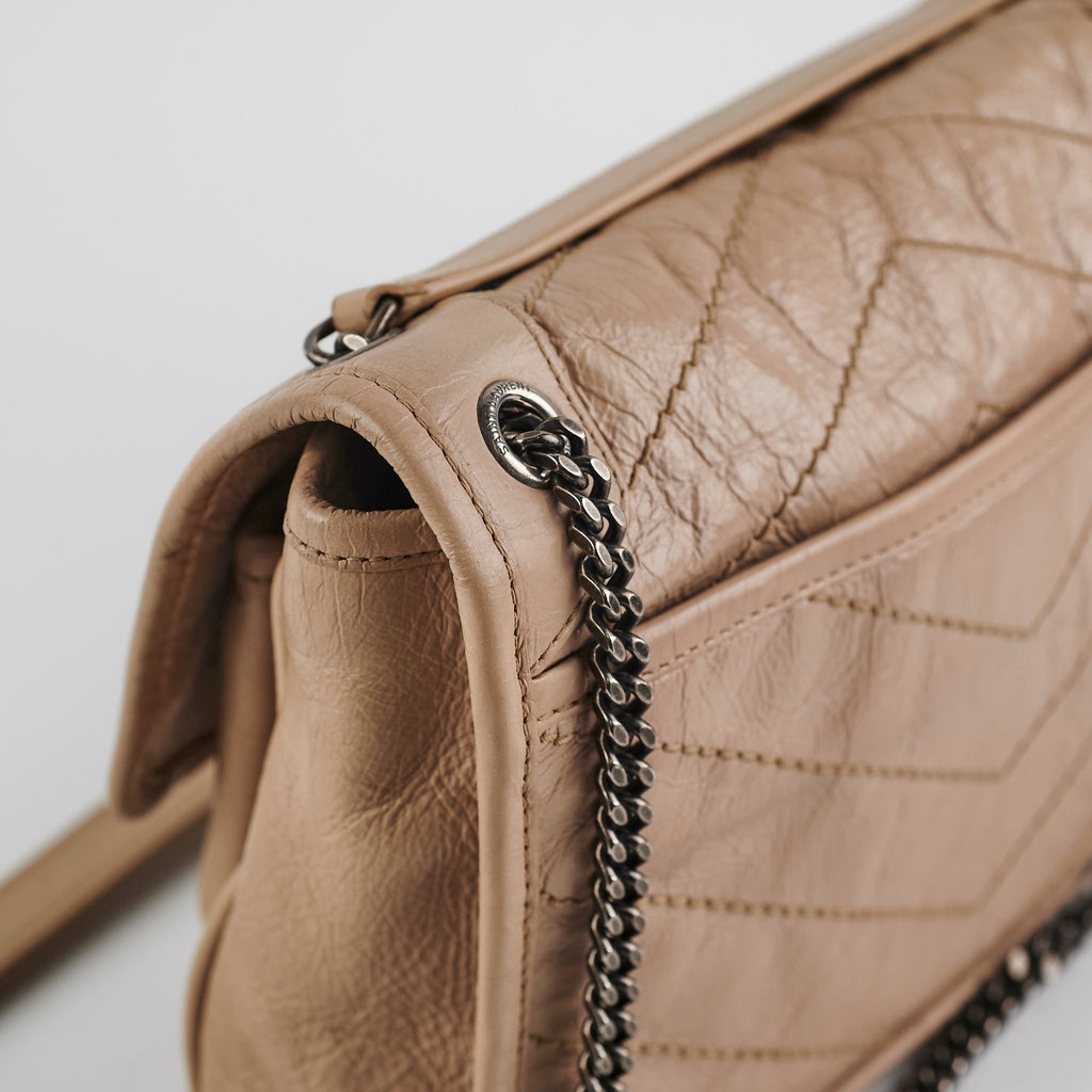 Saint Laurent Baby Niki Grey/Brown Shoulder Bag