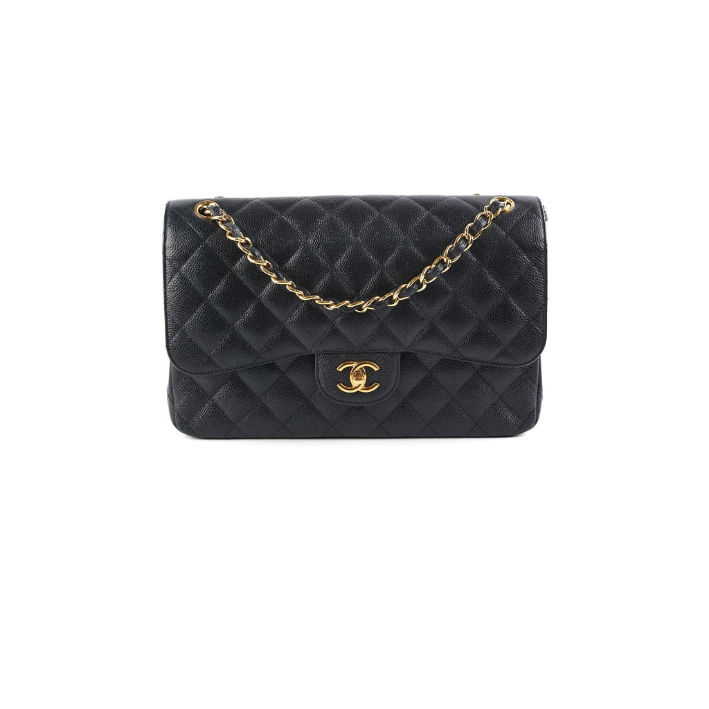 Chanel Quilted Caviar Double Flap Jumbo Black