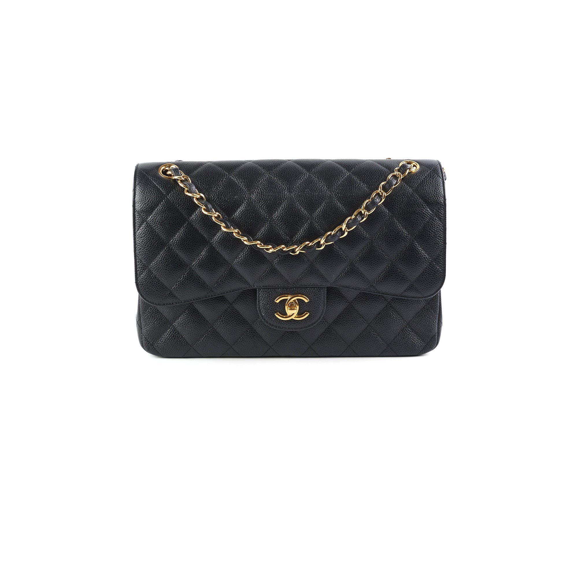 Chanel Quilted Caviar Double Flap Jumbo Black