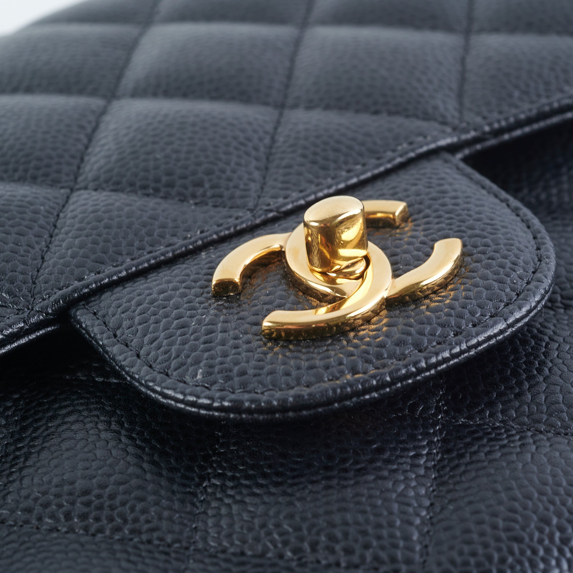 Chanel Quilted Caviar Double Flap Jumbo Black