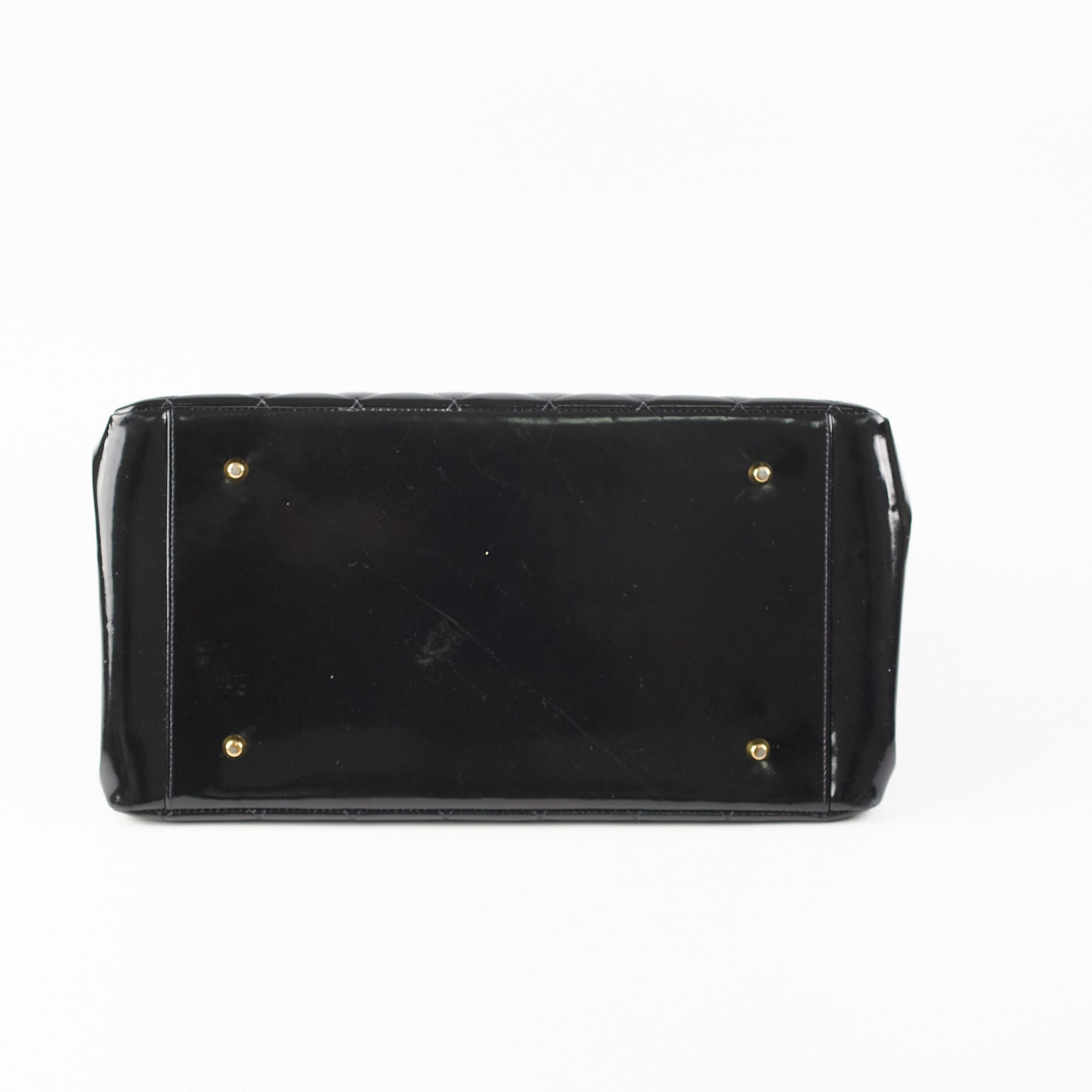 Chanel Vintage Patent Black Tote Black