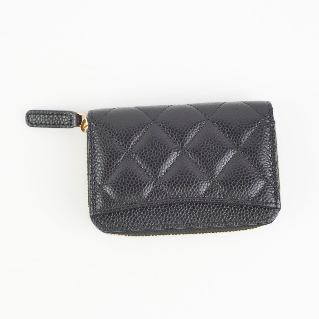 Chanel Caviar Black Zipper Coin Pouch