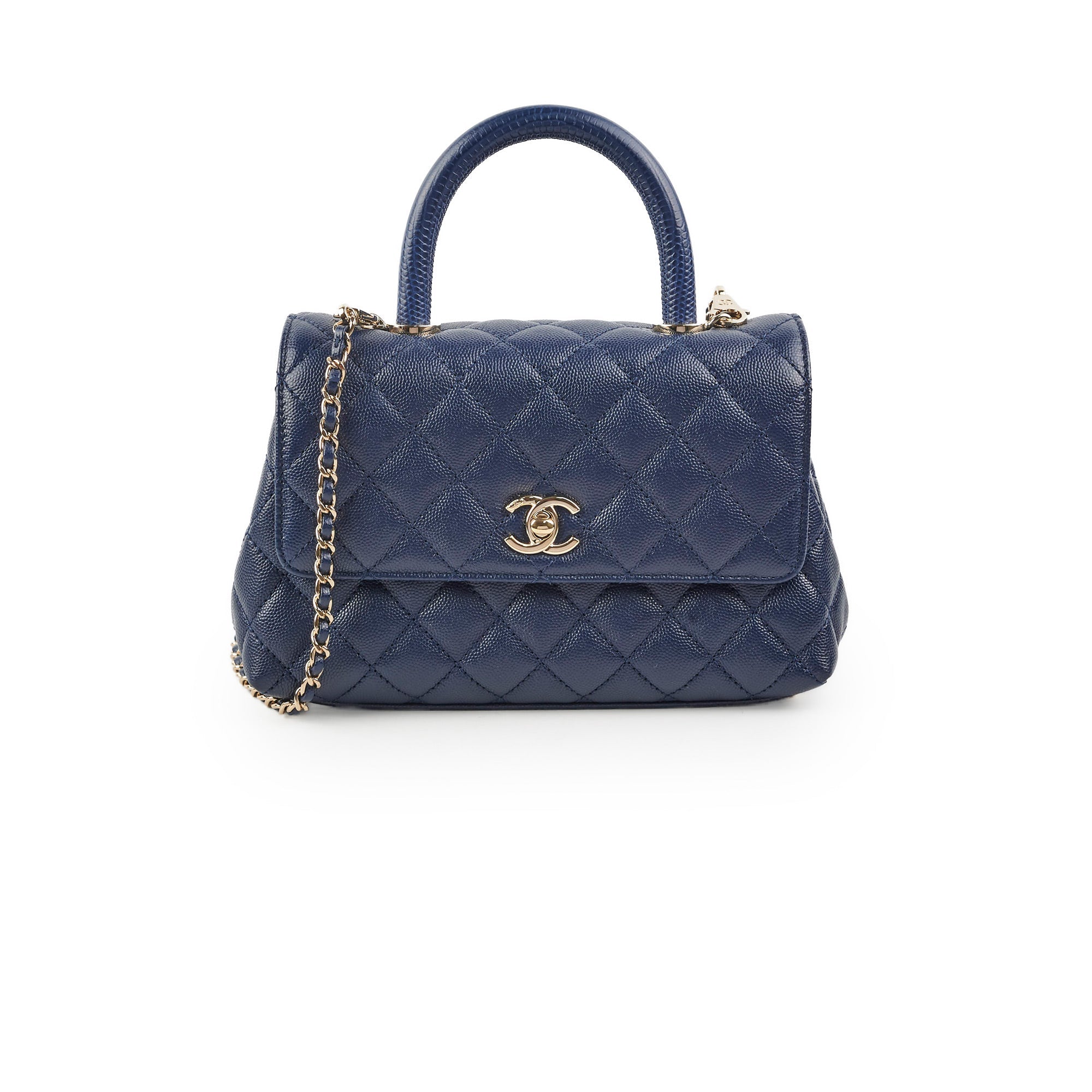 Chanel Coco Handle Small Caviar Navy - Microchipped