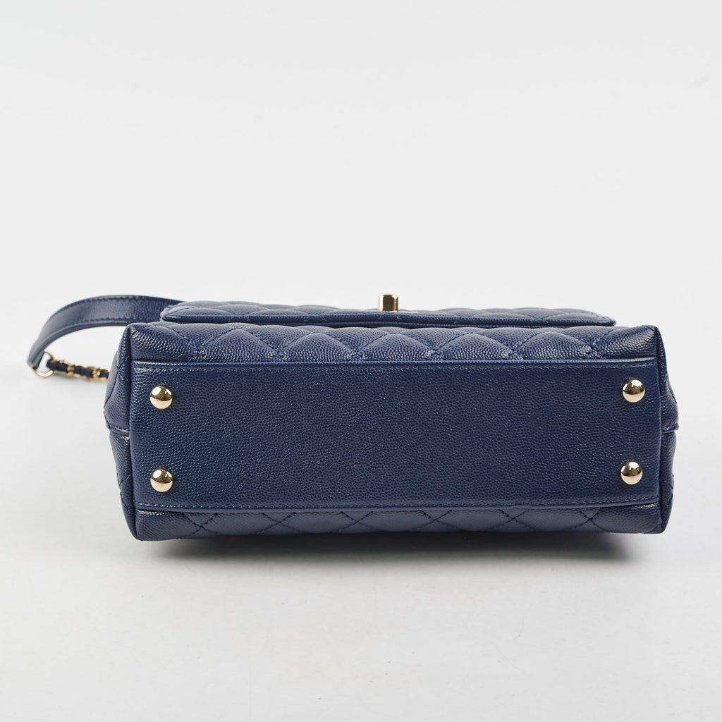 Chanel Coco Handle Small Caviar Navy - Microchipped