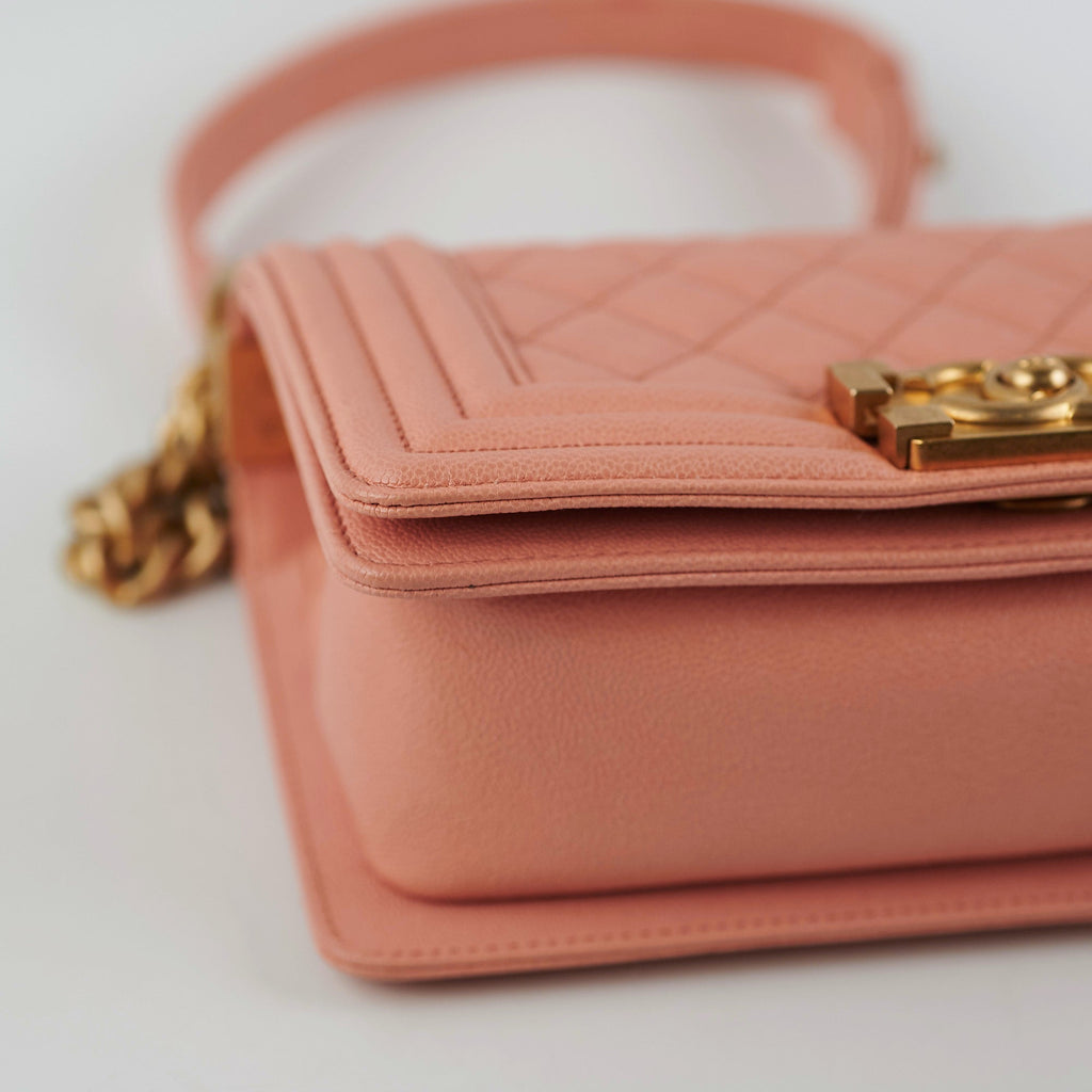 Chanel Small Boy Caviar Coral