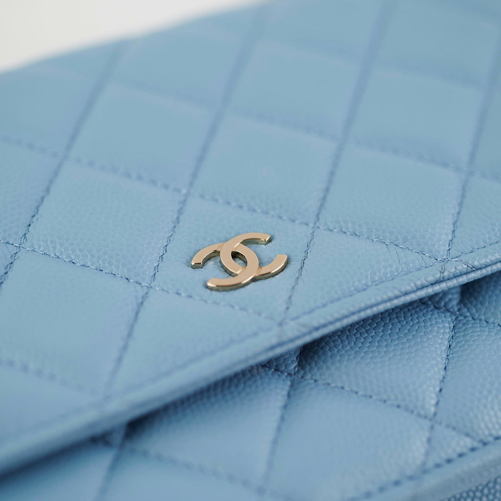 Chanel Wallet On Chain WOC Caviar Light Blue&nbsp; (Microchip)