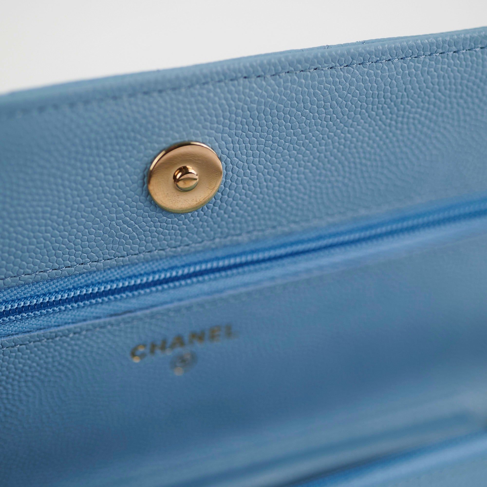 Chanel Wallet On Chain WOC Caviar Light Blue&nbsp; (Microchip)