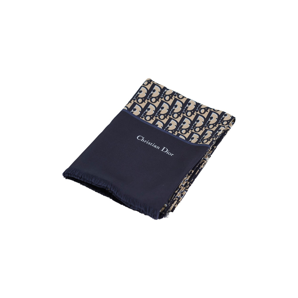 Christian Dior Oblique Navy Silk Scarf