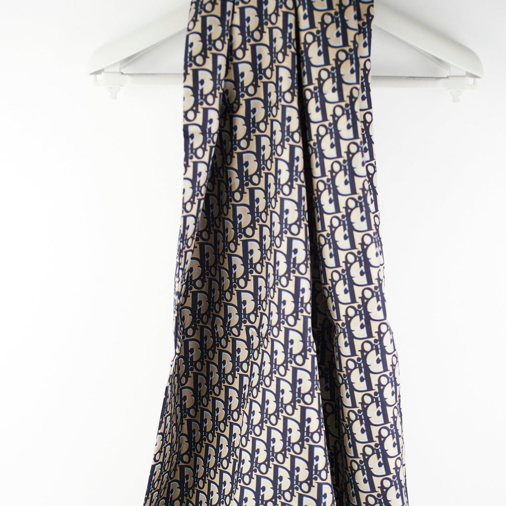 Christian Dior Oblique Navy Silk Scarf