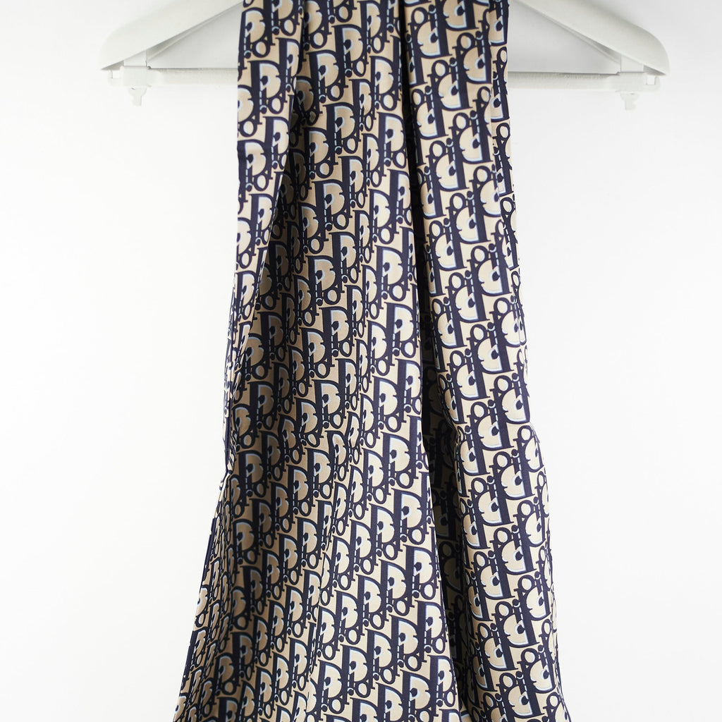 Christian Dior Oblique Navy Silk Scarf