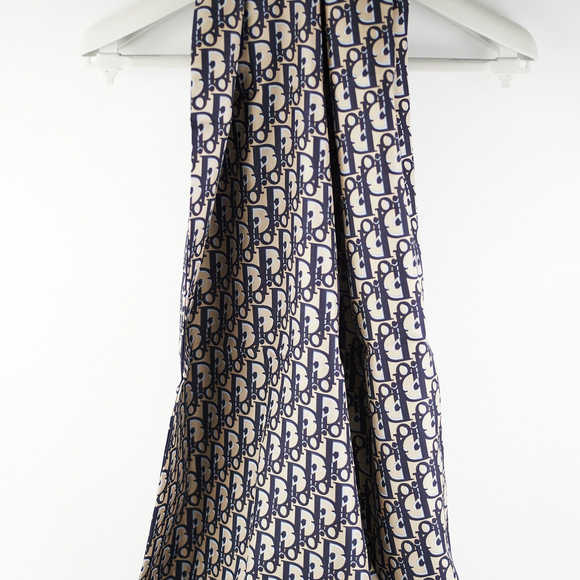 Christian Dior Oblique Navy Silk Scarf