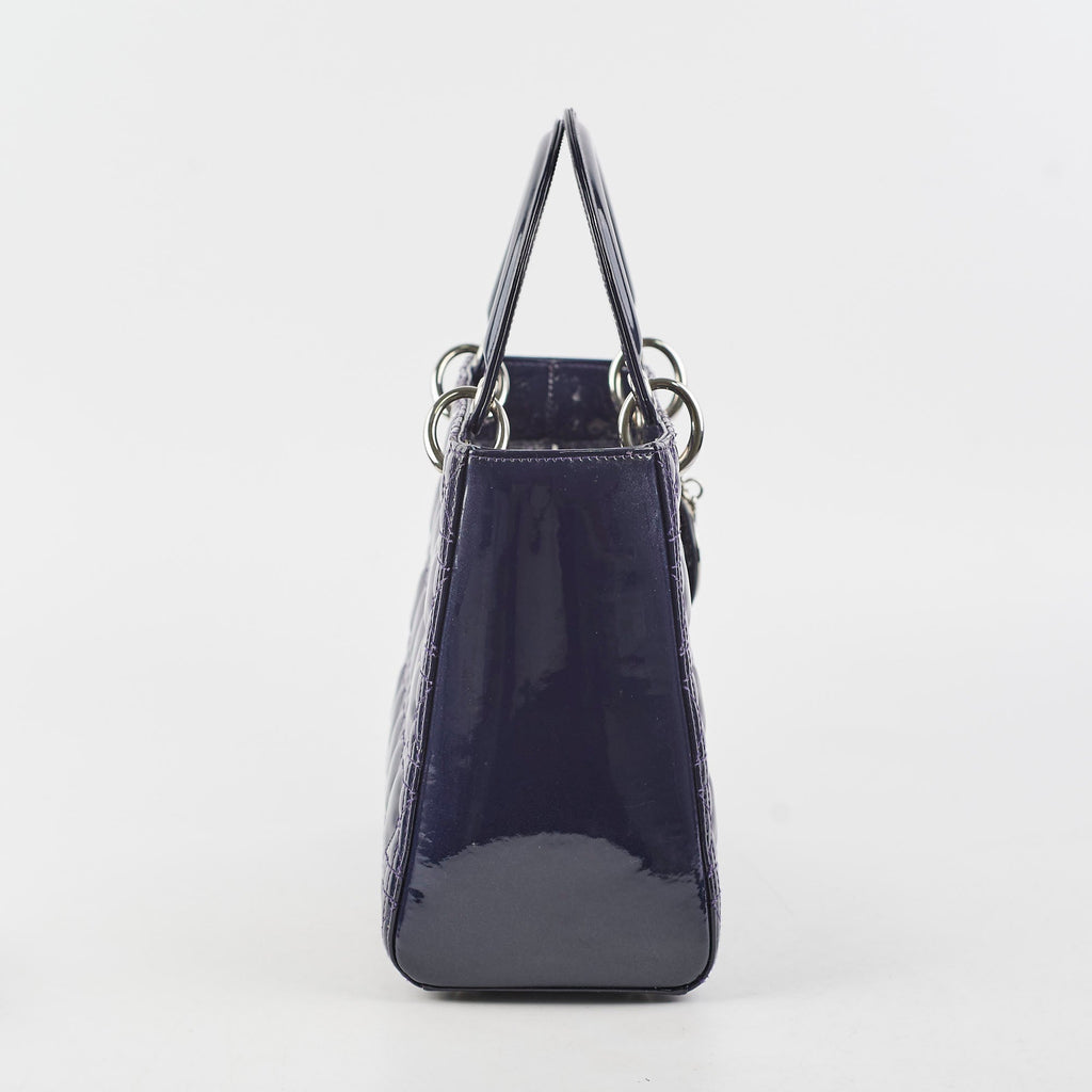 Christian Dior Medium Lady Dior Patent Navy