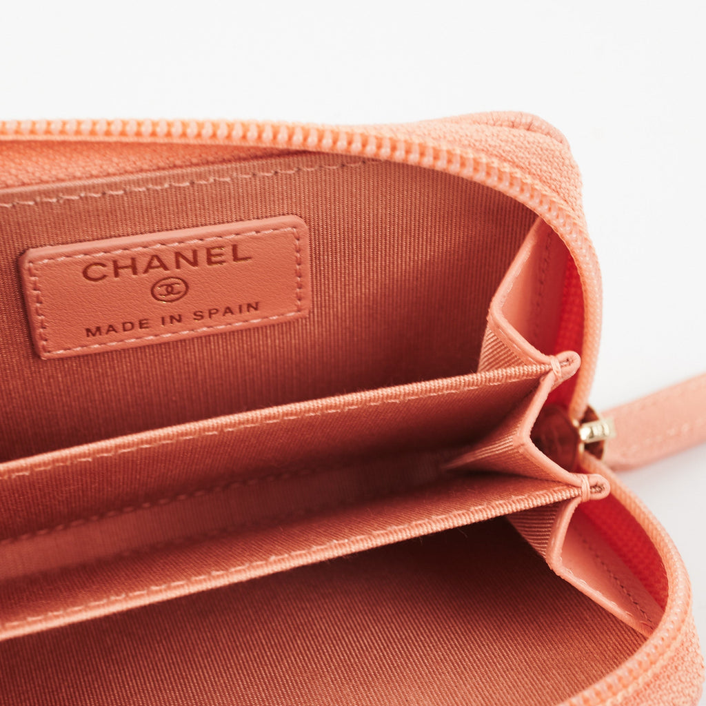 Chanel Boy Zip Compact Wallet Pink
