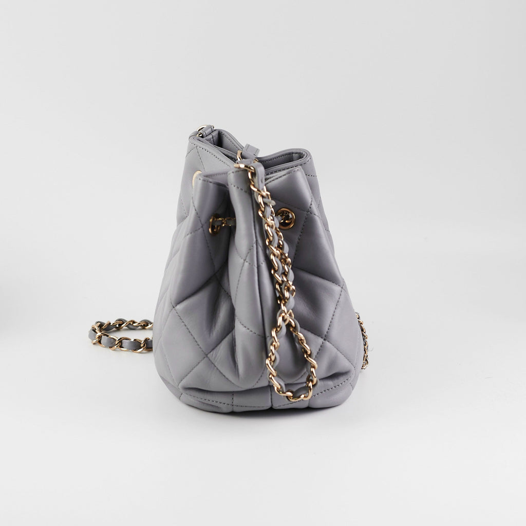 ITEM 28 - Chanel Lambskin Grey Bucket Bag