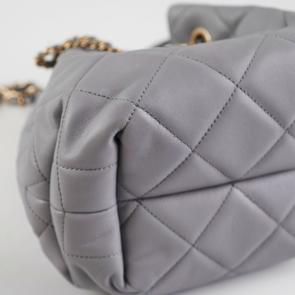 ITEM 28 - Chanel Lambskin Grey Bucket Bag